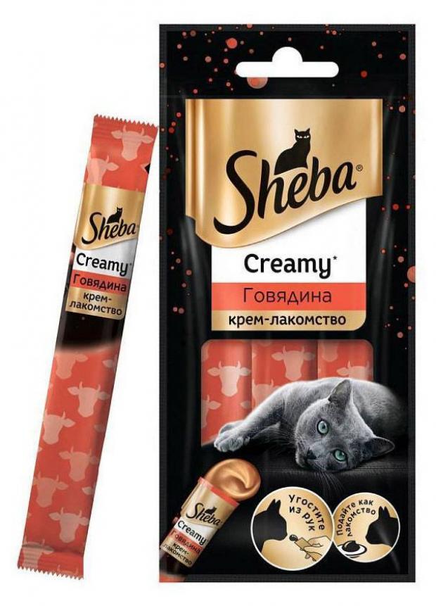 фото Лакомство для кошек sheba creamy с говядиной, 3х12 г