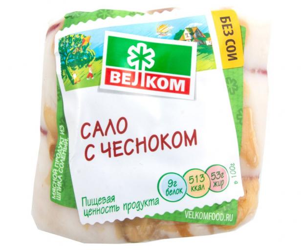 фото Сало «велком» с чесноком (0,5-0,8 кг) , 1 упаковка ~ 0,6 кг