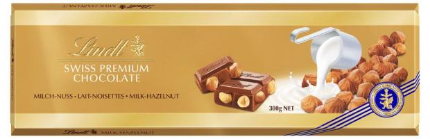 фото Шоколад молочный lindt swiss premium chocolate с фундуком, 300 г