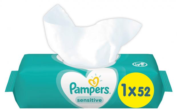 фото Влажные салфетки детские pampers sensitive, 52 шт.