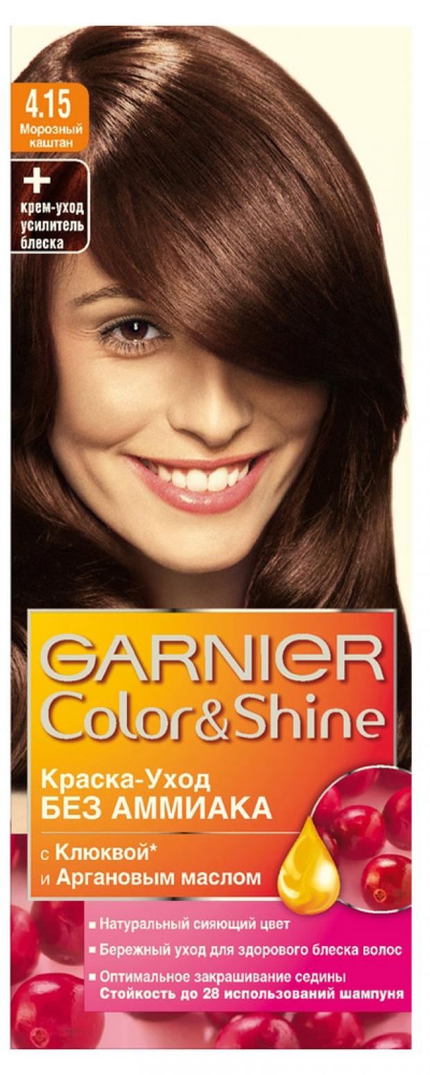 фото Краска-уход для волос garnier color&shine без аммиака морозный каштан тон 4.15, 110 мл