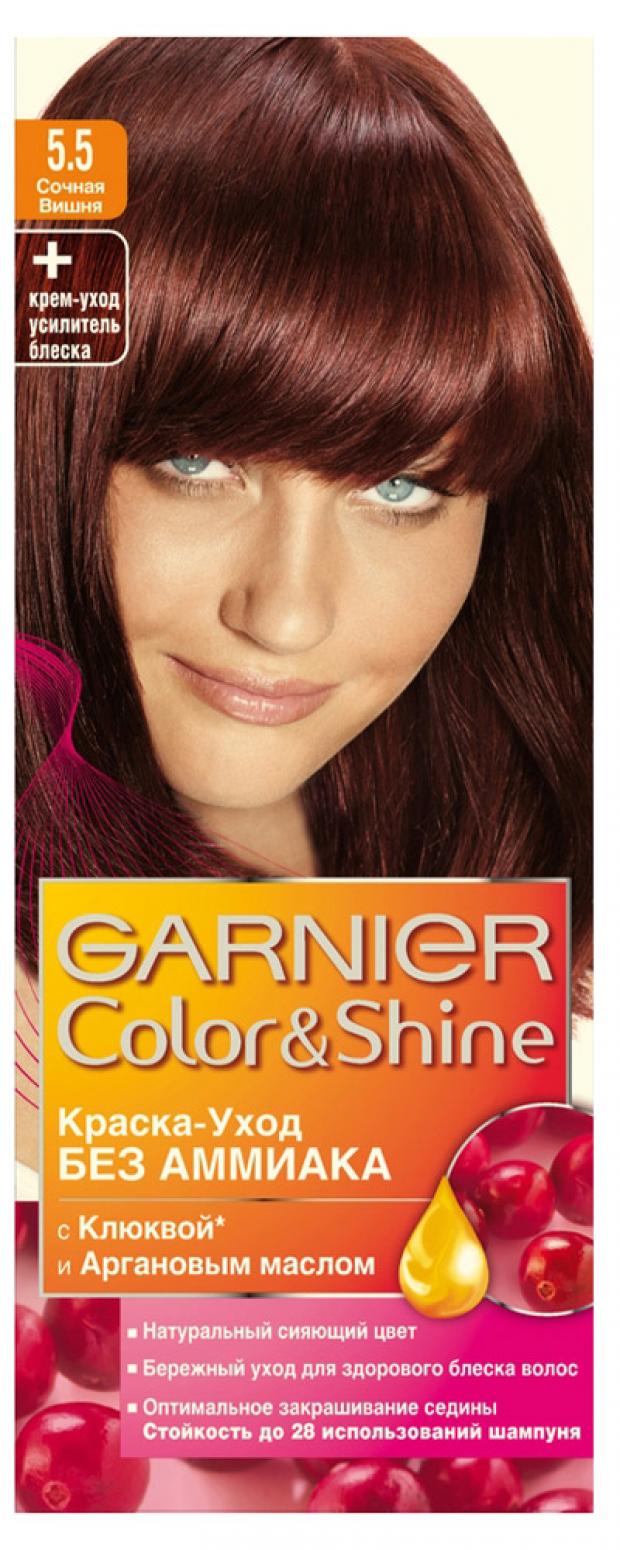 фото Краска-уход для волос garnier color&shine без аммиака сочная вишня тон 5.5, 110 мл