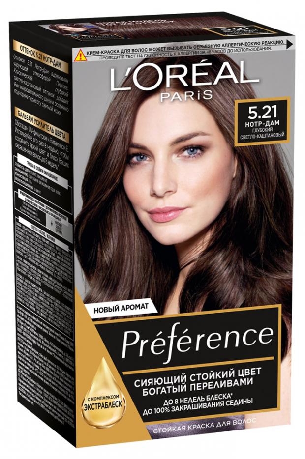 фото Краска для волос l'oreal paris preference глубокий светло-каштановый тон 5.21, 174 мл