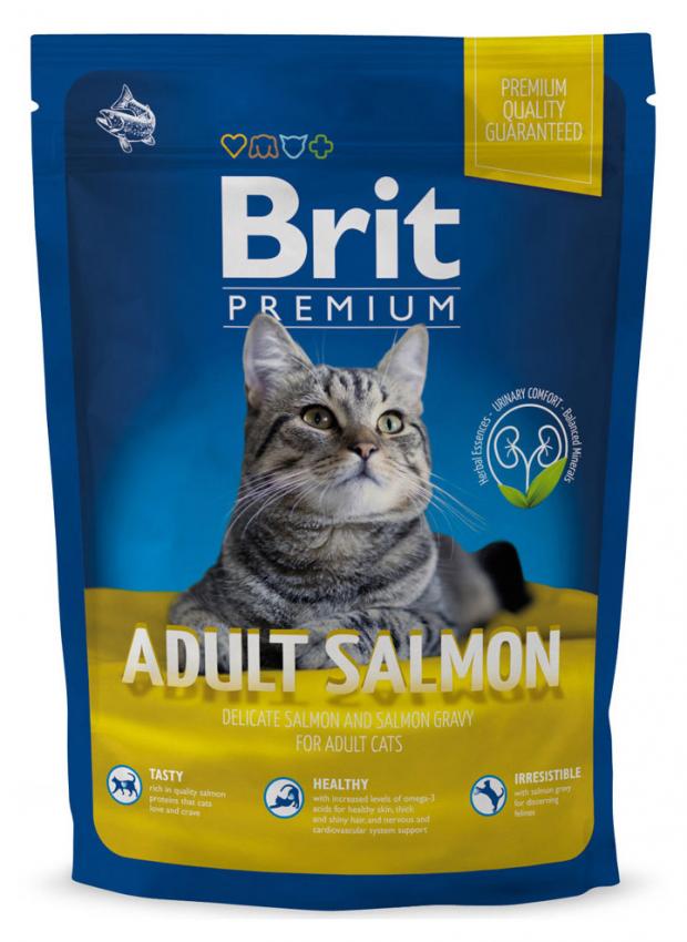 фото Сухой корм для взрослых кошек brit premium лосось, 1,5 кг