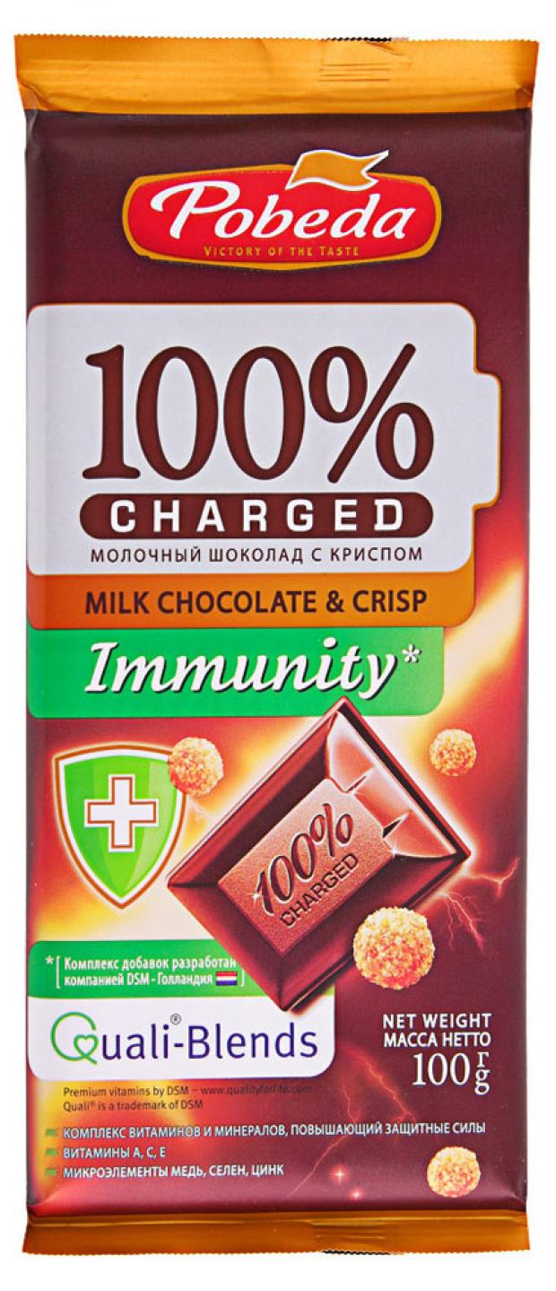 фото Шоколад молочный «победа вкуса» charged immunity с криспом, 100 г