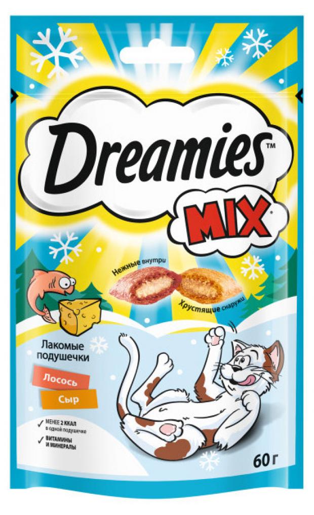 фото Лакомство для взрослых кошек dreamies mix с лососем и сыром, 60 г