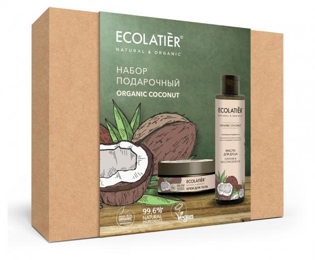 фото Подарочный набор масло для душа ecolatier organic coconut питание и восстановление + крем для тела ecolatier organic coconut питание и восстановление