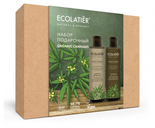 фото Подарочный набор шампунь для волос ecolatier organic cannabis укрепляющий текстурирующий для объема волос + бальзам для волос ecolatier organic cannabis укрепляющий текстурирующий