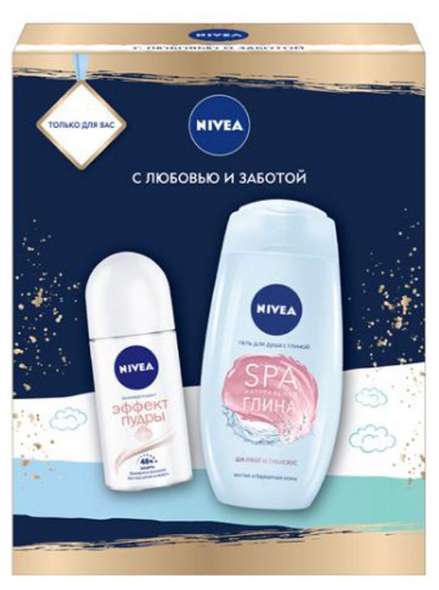 Подарочный набор Гель для душа Nivea с глиной 250 мл Дезодорант-антиперспирант Nivea Эффект пудры 50 мл 337₽