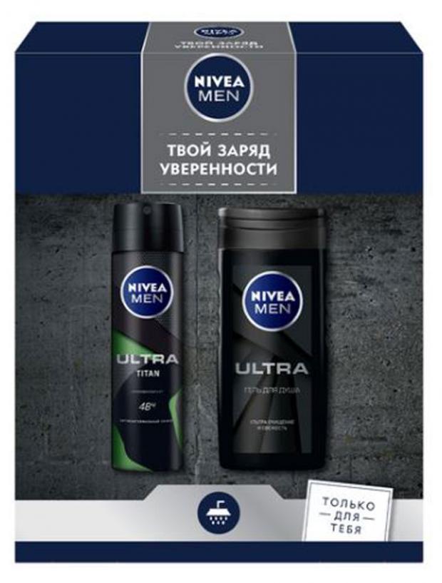 фото Подарочный набор гель для душа nivea ultra, 250 мл + дезодорант-антиперспирант nivea ultra titan, 150 мл