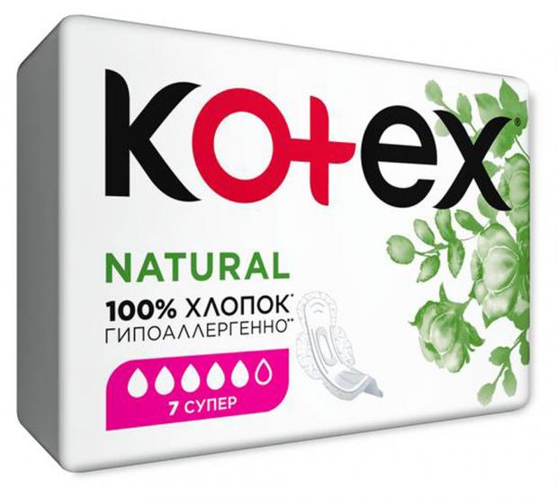 фото Прокладки гигиенические kotex natural ultra супер, 7 шт