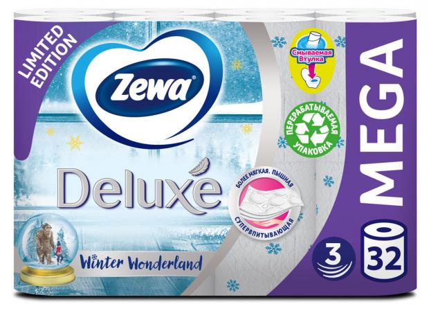 

Туалетная бумага Zewa Deluxe 3 слоя, 32 рулона