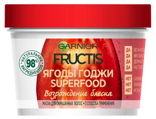 фото Маска для окрашенных волос garnier fructis superfood годжи, 390 мл