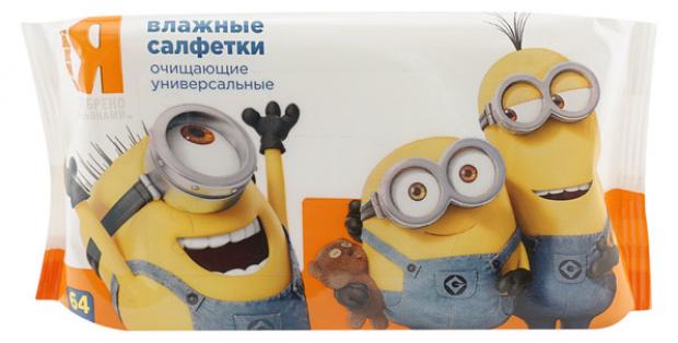 фото Влажные салфетки minions, 64 шт