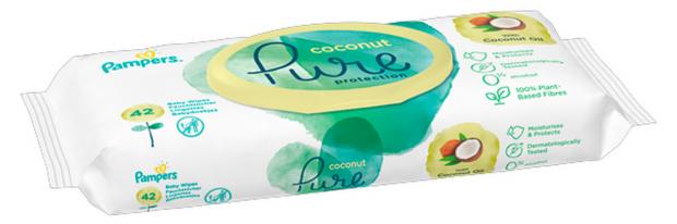 фото Салфетки влажные pampers pure protection coconut, 42 шт