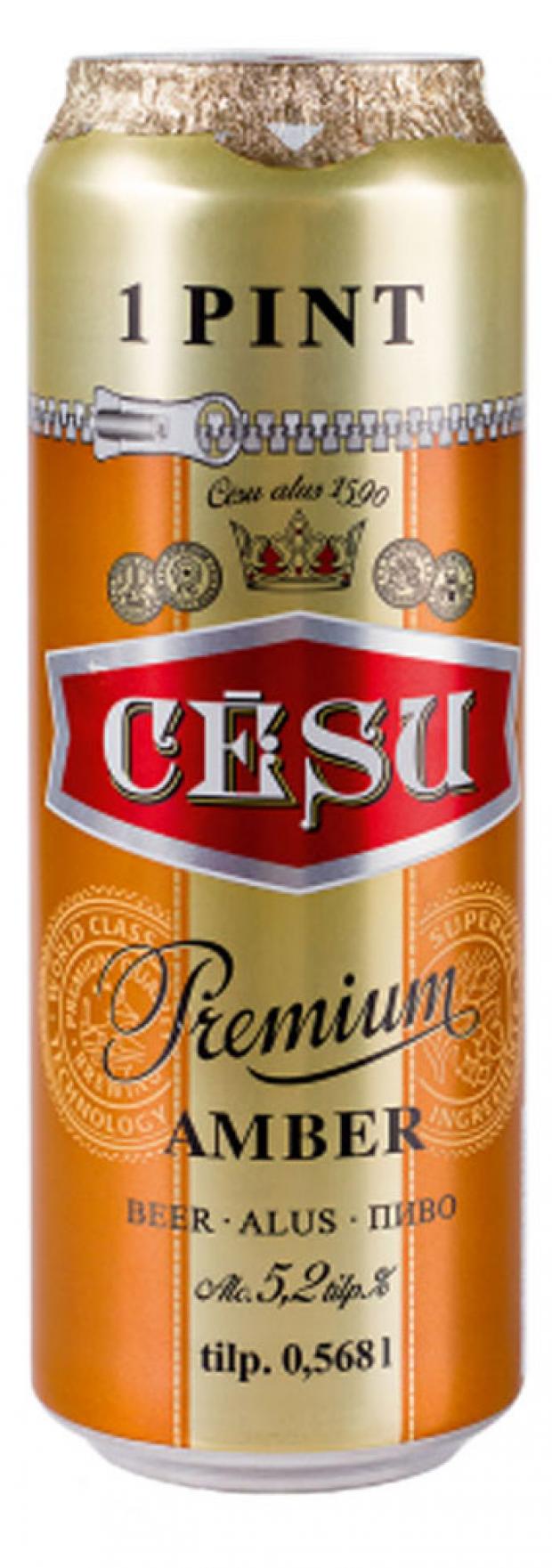 фото Пиво cesu premium amber pinte светлое фильтрованное 5,2%, 568 мл