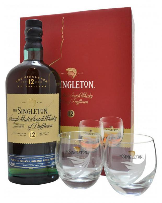 фото Виски the singleton of dufftown 12 year old с двумя стаканами в подарочной упаковке шотландия, 0,7 л