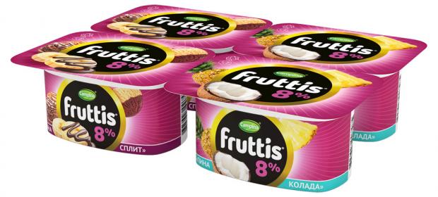 фото Продукт йогуртный fruttis пастеризованный суперэкстра банана-сплит пинаколада 8%, 115 г