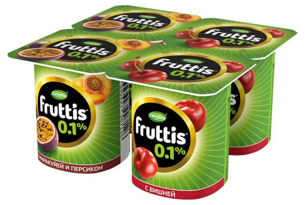 фото Йогурт fruttis вишня персик маракуйя 0,1%, 110 г