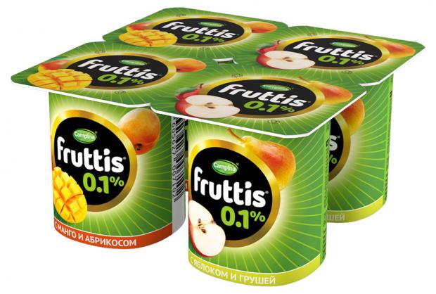 фото Йогурт fruttis абрикос яблоко груша 0,1%, 110 г