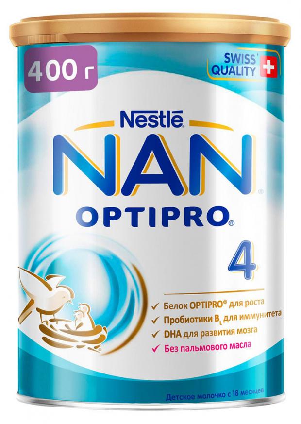 фото Смесь сухая optipro nestle nan 4 молочко для роста иммунитета и развития мозга с 18 мес, 400 г