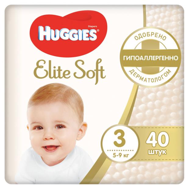 фото Подгузники huggies elite soft jumbo 3 (4-9 кг), 40 шт