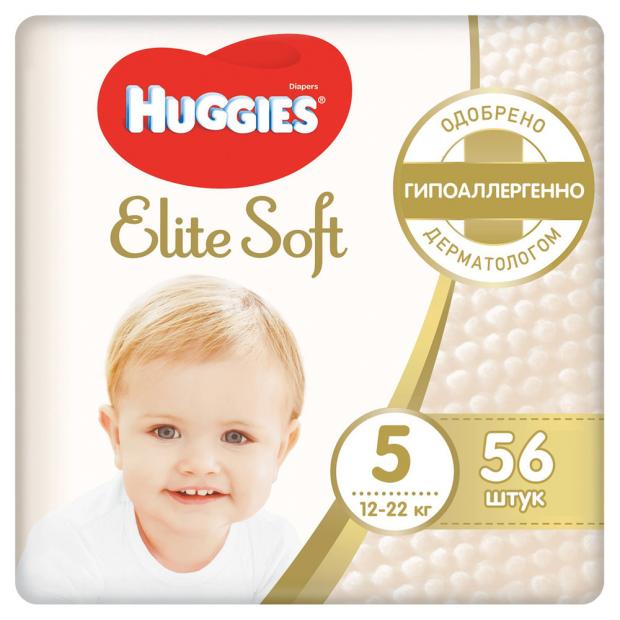 фото Подгузники huggies elite soft 5 (12-22 кг), 56 шт