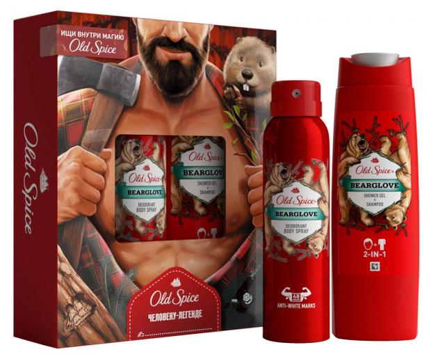 Подарочный набор Антиперсперант стик Old Spice 50 мл Гель для душа Old Spice Bearglove 250 мл 480₽