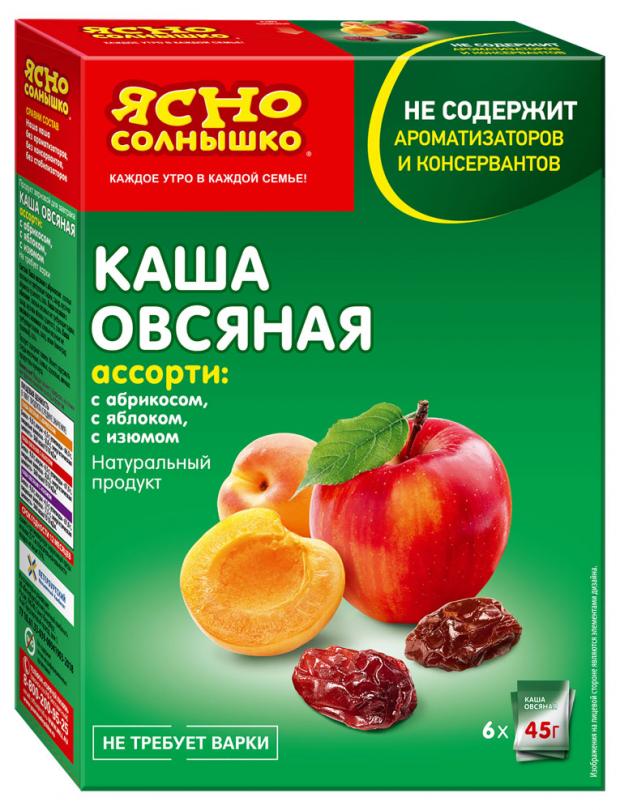 Каша оввяная «Ясно солнышко» абрикос яблоко и изюм, 6х45 г