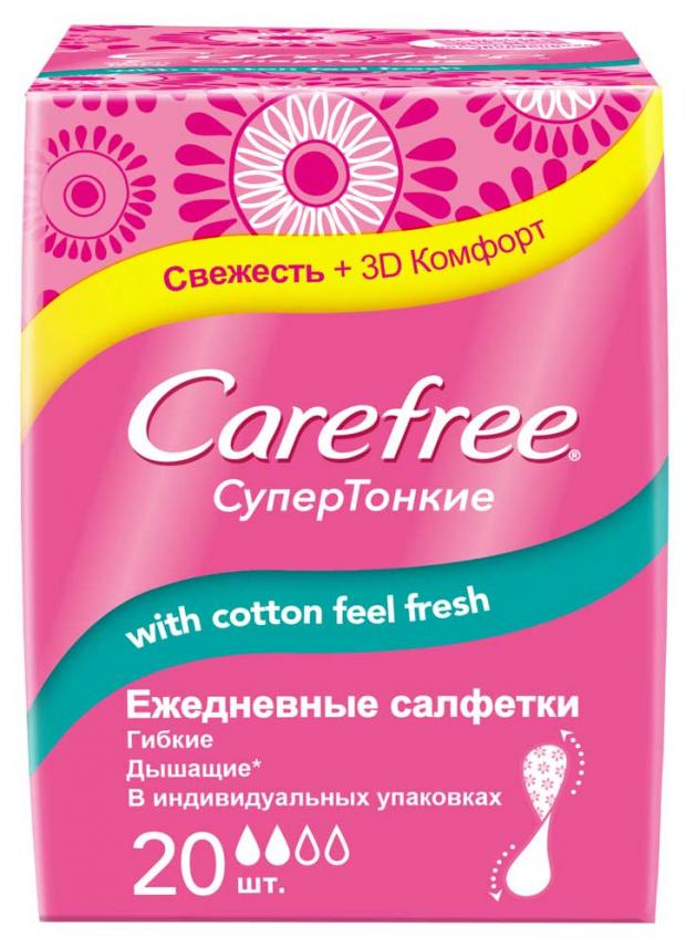 фото Прокладки ежедневные carefree cotton супертонкие, 20 шт