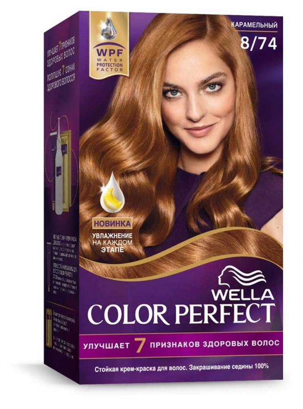 

Крем-краска для волос Wella Color Perfect карамельный тон 8/74