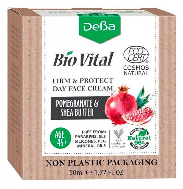 фото Крем для лица и шеи дневной deva bio vital с био-экстрактом граната био-маслом ши 45+, 50 мл deba