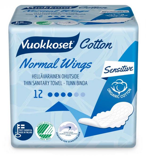 фото Прокладки гигиенические vuokkoset cotton normal wings, 12 шт