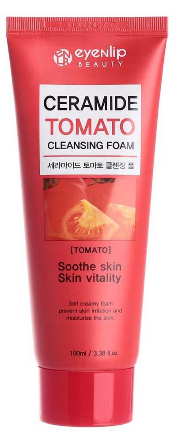 фото Пенка для лица очищающая eyenlip ceramide tomato cleansing foam с керамидами и экстрактом томата, 100 мл