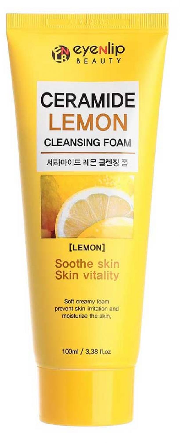 фото Пенка для лица очищающая eyenlip ceramide lemon cleansing foam с керамидами и экстрактом лимона, 100 мл