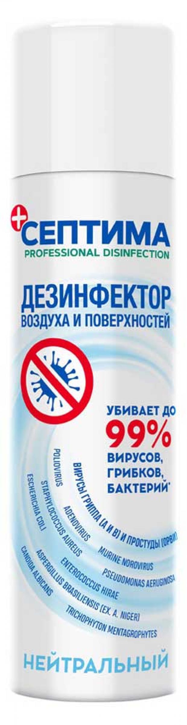 

Дезинфектор воздуха и поверхностей «Септима» Нейтральный, 250 мл