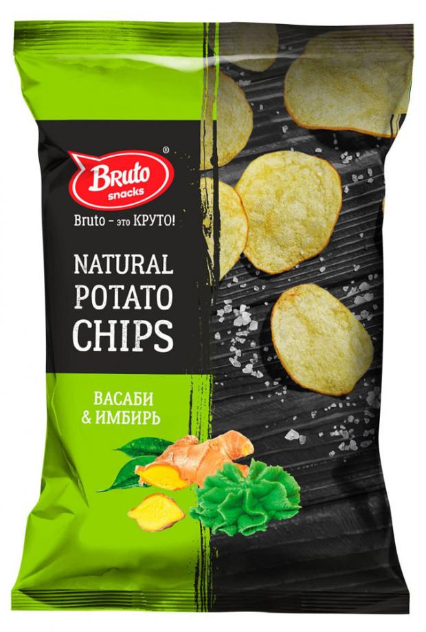 фото Чипсы bruto natural potato chips васаби и имбирь, 70 г