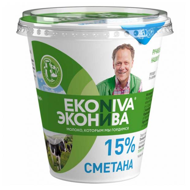 Сметана «ЭкоНива» 15%, 300 г