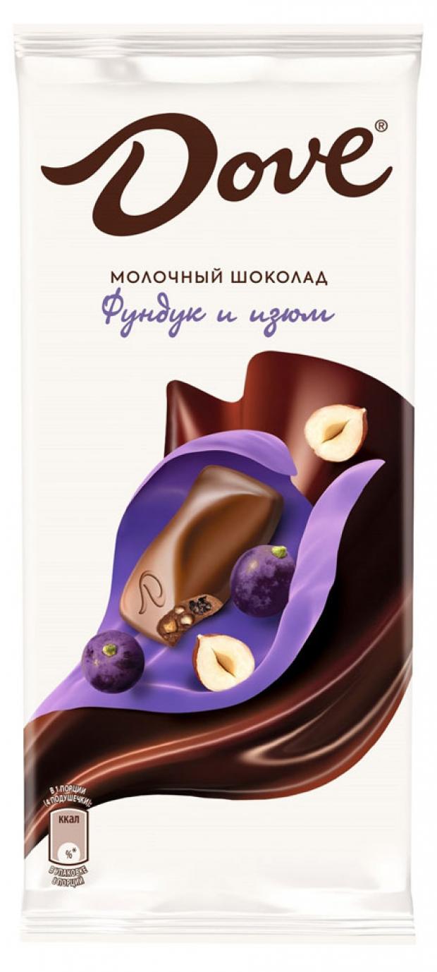 Шоколад молочный Dove Фундук и изюм, 90 г