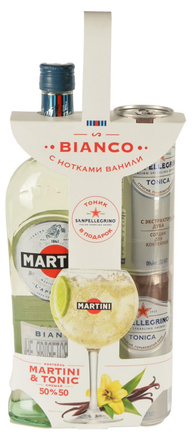 фото Вермут martini bianco италия, 1л + 2 банки тоник sanpellegrino 0.33 л