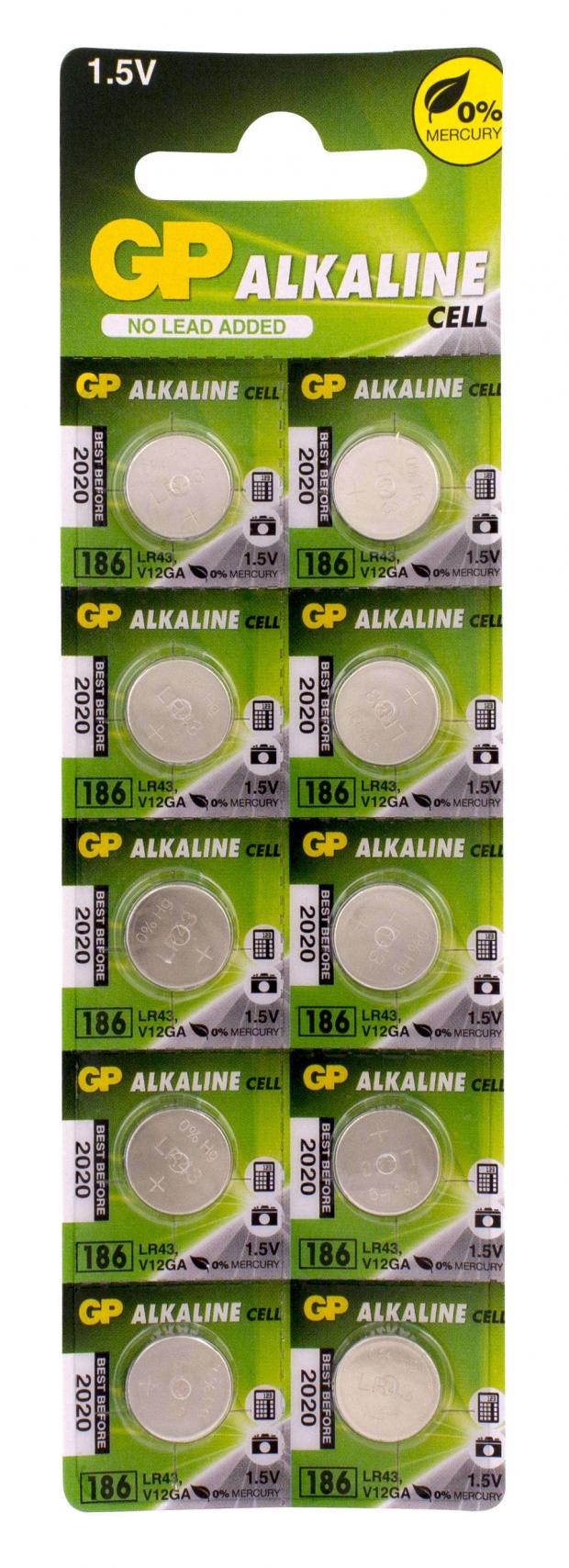 фото Батарейка gp alkaline lr43, 10 шт