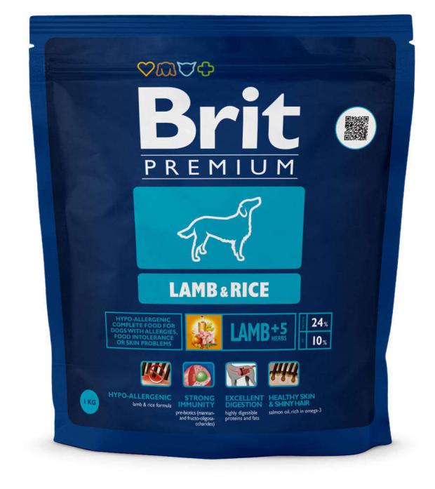 фото Сухой корм для собак brit premium lamb&ric гипоаллергенный, 1 кг