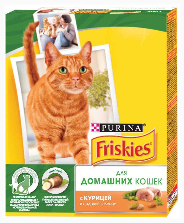 фото Сухой корм для кошек friskies с курицей и садовой зеленью, 300 г