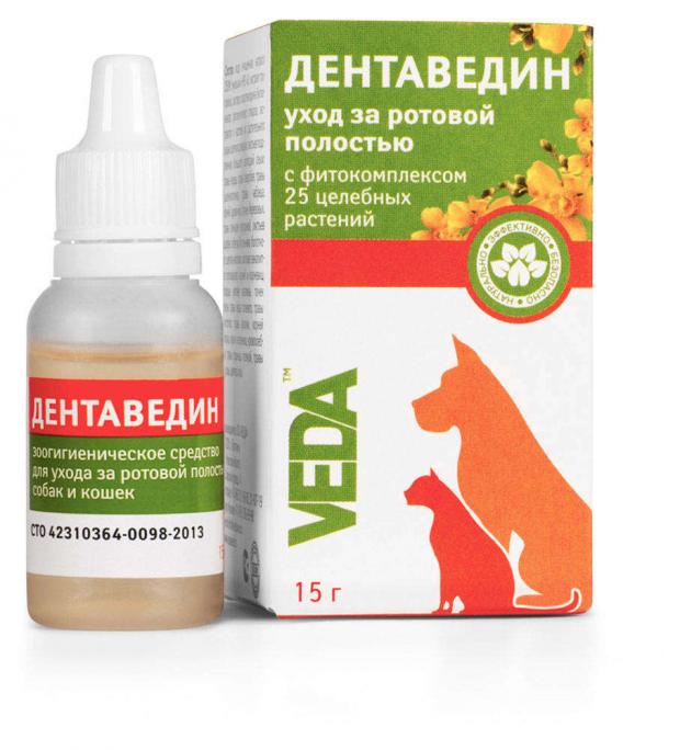 Гель гигиенический для кошек VEDA дентаведин для полости рта, 15 г