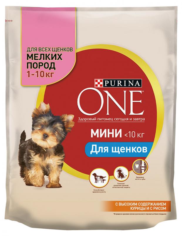 фото Корм для щенков purina one mini сухой для мелких пород курица и рис, 600 г