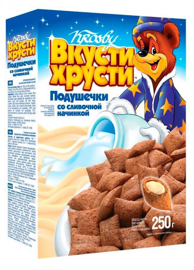 Подушечки «Вкусти хрусти» со сливочной начинкой, 250 г