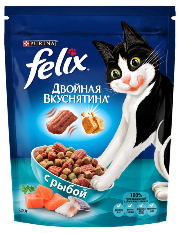 фото Корм для кошек felix двойная вкуснятина с рыбой для домашних пород, 300 г