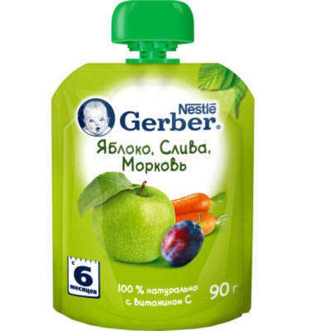 

Пюре фруктовое Gerber Яблоко слива морковь с 6 мес, 90 г