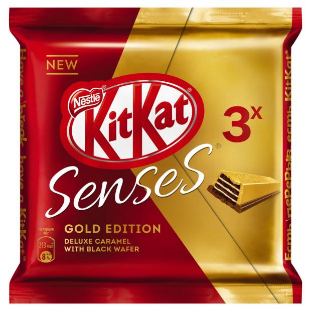 фото Шоколад kitkat senses gold edition белый с добавлением карамели и молочный, 3 х 40 г