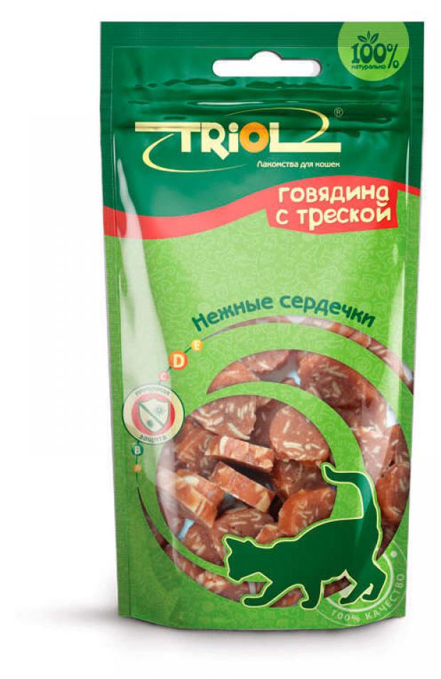 

Лакомство для кошек Triol нежные сердечки из говядины с треской, 40 г